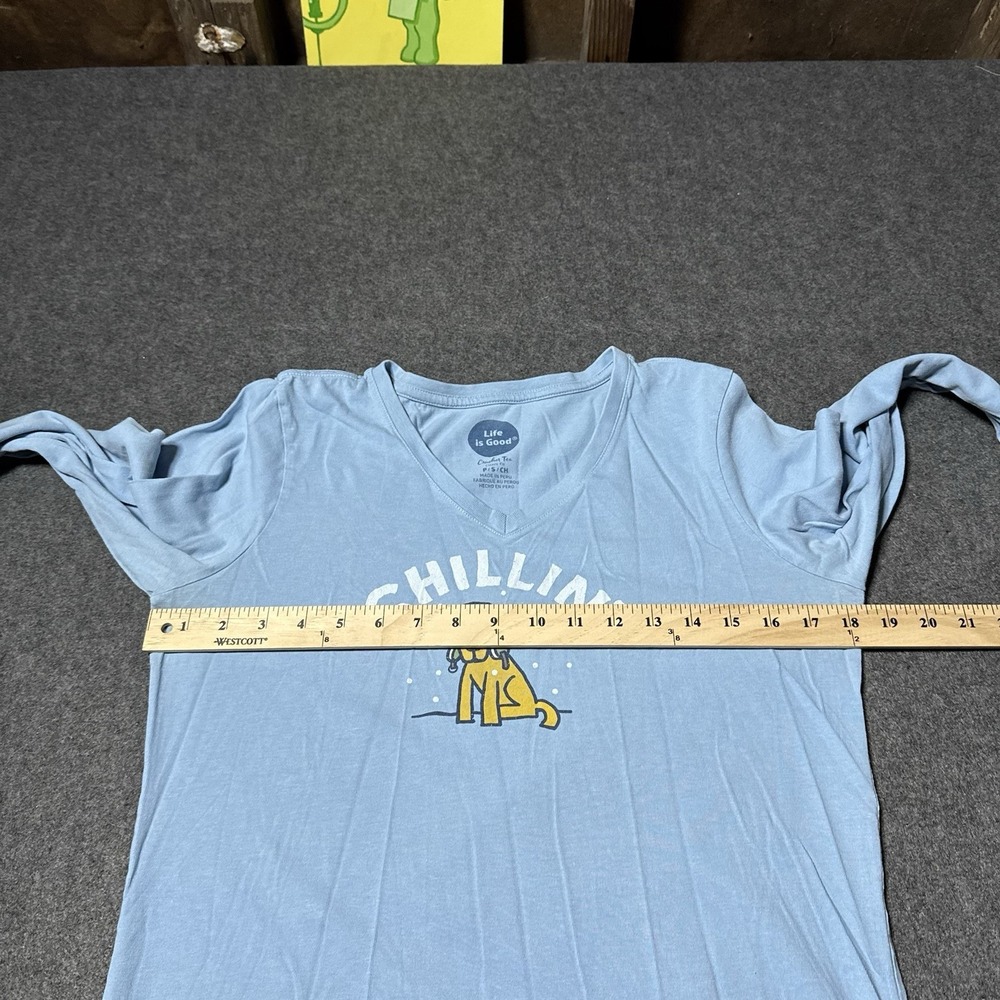 Life is Good Crusher Tee Womens Chillin Dog Longsleeve Shirt Size S Retro Y2K - Picture 8 of 9